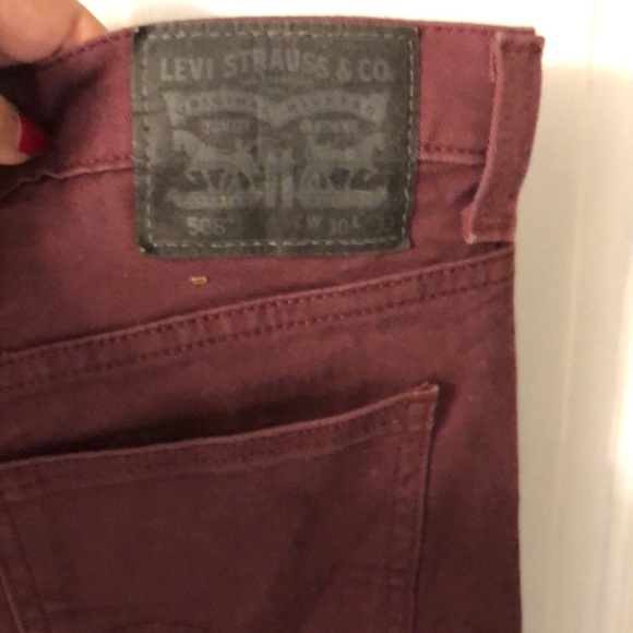 Levi’s 508 cut-offs in burgundy color.  Waist-30”. Length is 18.5. - Picture 3 of 3